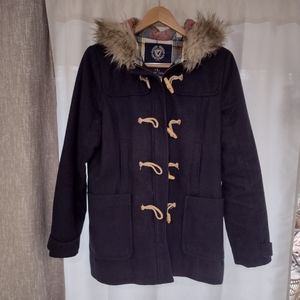 American Eagle Toggle Hooded Wool Blend Coat Jacket